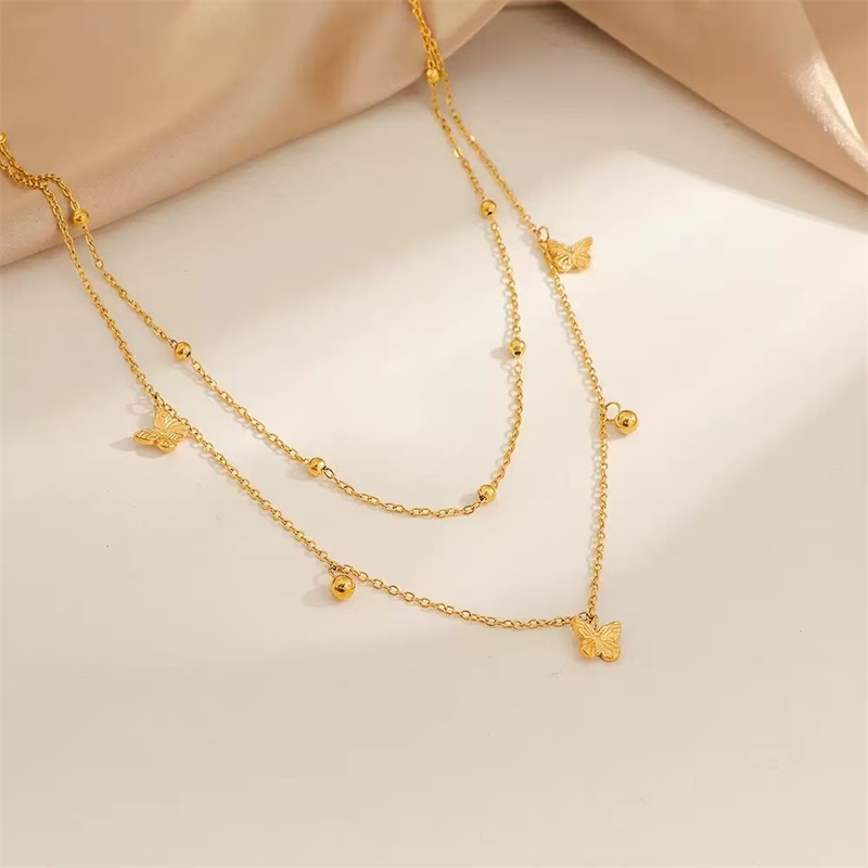 Butterfly Clasp Deployant - قلادة GANEMLY من الفولاذ المقاوم للصدأ