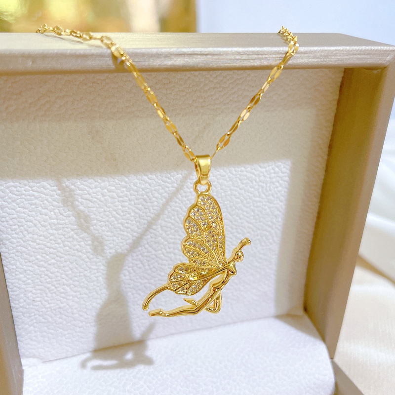 قلادة فراشة أنيقة وفاخرة للنسا - مراجعة Butterfly Clasp Deployant وسعره