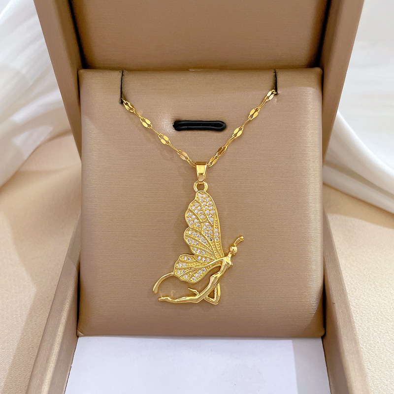 قلادة فراشة أنيقة وفاخرة للنسا - مراجعة Butterfly Clasp Deployant وسعره